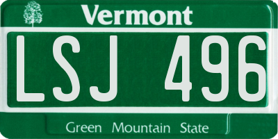 VT license plate LSJ496