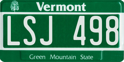 VT license plate LSJ498