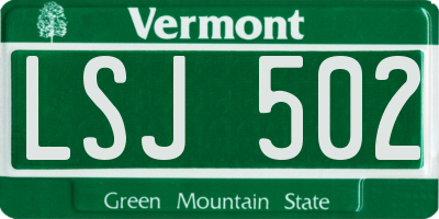 VT license plate LSJ502