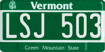 VT license plate LSJ503