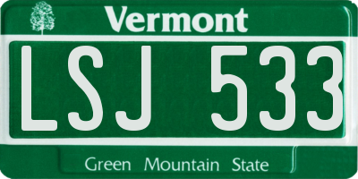 VT license plate LSJ533