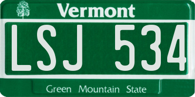VT license plate LSJ534