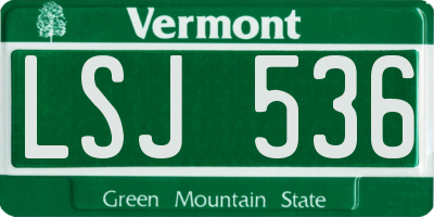 VT license plate LSJ536
