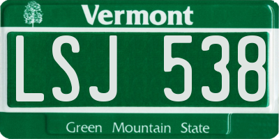 VT license plate LSJ538