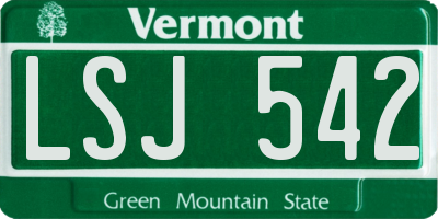 VT license plate LSJ542