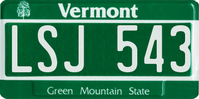 VT license plate LSJ543