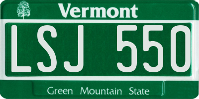 VT license plate LSJ550