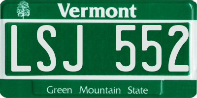 VT license plate LSJ552