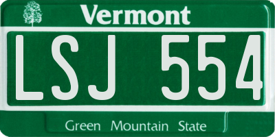 VT license plate LSJ554