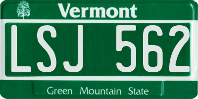 VT license plate LSJ562