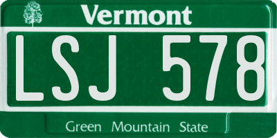VT license plate LSJ578