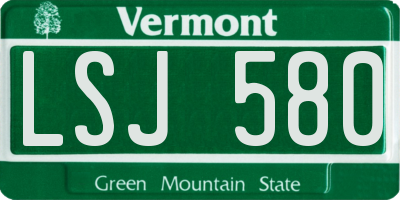 VT license plate LSJ580