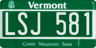 VT license plate LSJ581