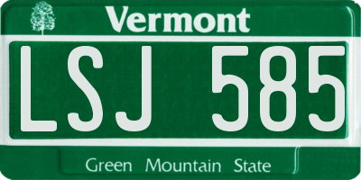 VT license plate LSJ585