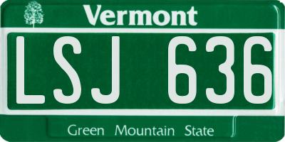 VT license plate LSJ636