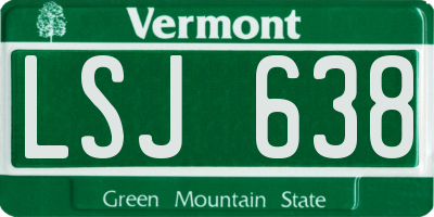 VT license plate LSJ638