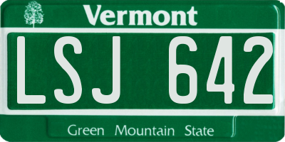 VT license plate LSJ642