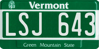 VT license plate LSJ643