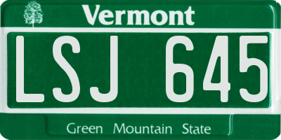 VT license plate LSJ645