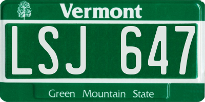 VT license plate LSJ647