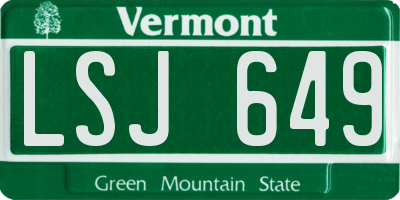 VT license plate LSJ649