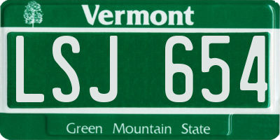 VT license plate LSJ654