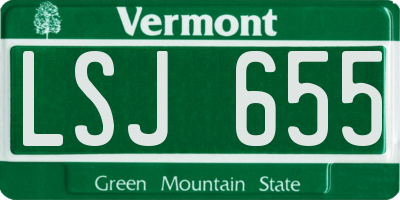VT license plate LSJ655