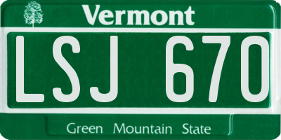 VT license plate LSJ670