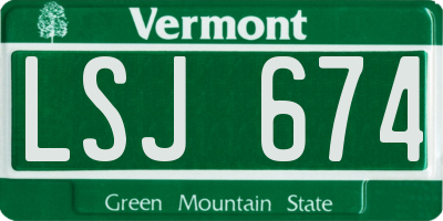 VT license plate LSJ674