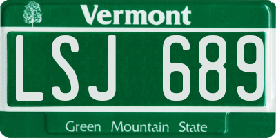 VT license plate LSJ689