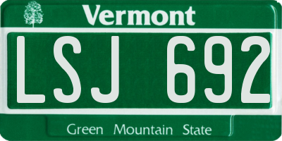 VT license plate LSJ692