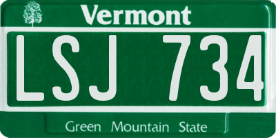 VT license plate LSJ734
