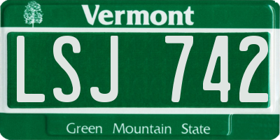 VT license plate LSJ742