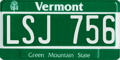 VT license plate LSJ756