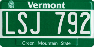 VT license plate LSJ792