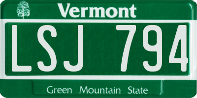 VT license plate LSJ794