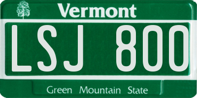 VT license plate LSJ800