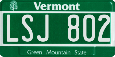 VT license plate LSJ802