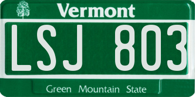 VT license plate LSJ803