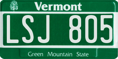 VT license plate LSJ805