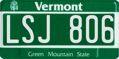 VT license plate LSJ806
