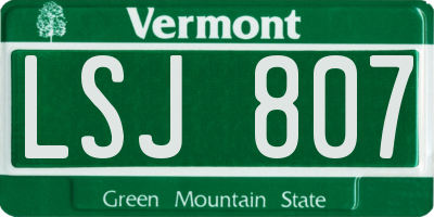 VT license plate LSJ807