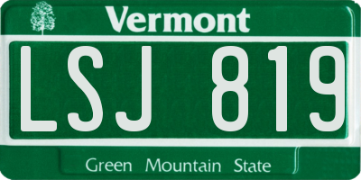 VT license plate LSJ819