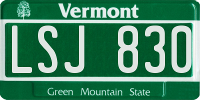 VT license plate LSJ830
