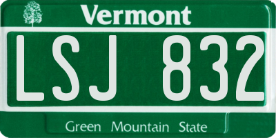 VT license plate LSJ832