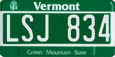VT license plate LSJ834