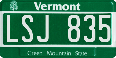 VT license plate LSJ835