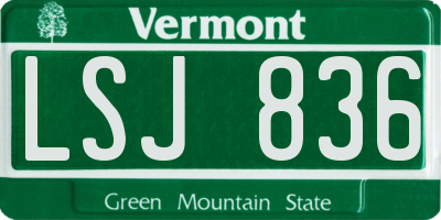 VT license plate LSJ836