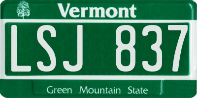 VT license plate LSJ837