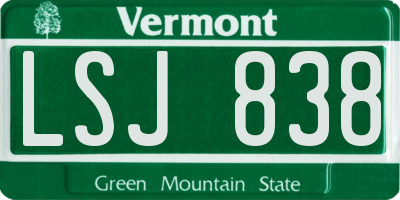 VT license plate LSJ838